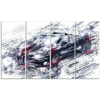 Designart – Toile étirée sur les bords, super voiture noire et rouge, 4 panneaux (PT2643-271)-Impression
