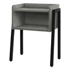 Monarch Specialties 3591 Accent Table - 23"H/Grey/Black Metal-2-tier rectangular accent table in a grey wood-look finish featuring a tray-style tabletop with raised edges on the sides and back, rounded front edges, and 1 storage cubby