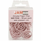 JAM Paper Circular Coloured Papercloops, Baby Pink Round Paper Clips, 5 Packs of 50, 250 Total (2187132g)-Length: 1"