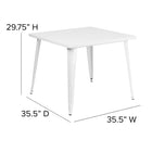 Table carrée en métal de 35,5 po pour intérieur/extérieur, blanc (CH-51050-29-WH-GG)-5