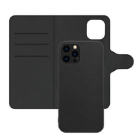 AXS - 2-en-1 etui vegan cuir vegetalien LUXFolio+ magnetique pour+ Apple iPhone 12/12 Pro, Noir-etui folio detachable fait à partir de cuir vegetalien