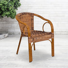 Flash Furniture Cadiz Series Rattan Restaurant Patio Chair with Red Bamboo-Aluminum Frame, Burning Brown (SDAAD632009D1)-Cross Braces provide extra stability