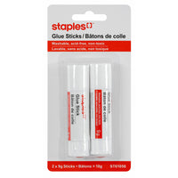 Staples Washable Glue Sticks - 9g - 2 Pack-Glue sticks for school and crafting applications