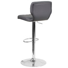 Flash Furniture Contemporary Grey Vinyl Adjustable Height Barstool with Vertical Stitch Back & Chrome Base - 2 Pack-Vertical Line Design