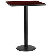 Flash Furniture – Table bistro carrée en stratifié acajou 30 po avec base circulaire de 18 L po, 42 H po (XUMA3030TR18B)-Table d'hospitalité à hauteur de bar