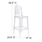 Flash Furniture Ghost Barstool with Oval Back - Transparent Crystal-Designed for Commercial Use