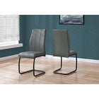 Monarch Specialties 1124 Dining Chair - Grey Leather-Look/Metal - 2 Pack-Supported by a solid U-shaped black metal base, these kitchen chairs are upholstered in a grey easy-to-clean leather-look material with two vertical rows of stitching for added elegance 