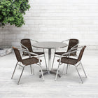 Flash Furniture – Table ronde de 31,5 po en aluminium avec 4 sièges en rotin, intérieur/extérieur (TLH32RD020CHR4)-Pour utilisation commerciale