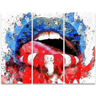 Designart Red White and Blue Lips Sensual Canvas Art Print, 3 Panels, (PT2939-36 - 28)-Print