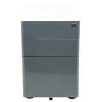 Flash Furniture Classeur À Verrouillage Mobile À 3 Tiroirs - Blanc / Charbon De Bois (HZCHPL02GRYWH)-Classeur moderne à 3 tiroirs avec cadre blanc et façade en charbon