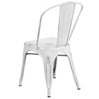 Flash Furniture – Chaise empilable en métal vieilli pour l’intérieur, blanc (ET3534WH)-Dossier courbé avec latte verticale
