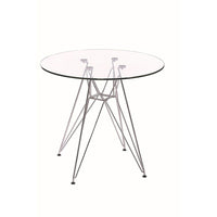Nicer Furniture - table de salle à manger ronde en verre de style Eiffel 47"-Le plateau en verre trempé a une épaisseur de 10 mm et jusqu'à cinq fois plus résistant que le verre ordinaire, avec une résistance à la chaleur pour plus de durabilité