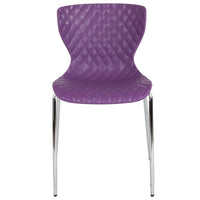Flash Furniture Lowell Contemporary Design Purple Plastic Stack Chair-Set of 4 Multipurpose Stack Chairs