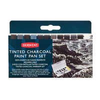 Derwent 12-Colour Paint Pan Set - Tinted Charcoal (2305872)-Portable paint pan is ideal for travel and outdoor use with everything needed to paint on the go
