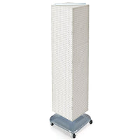 Azar Displays 60" x 14" x 14" 4-Sided Interlocking Pegboard Floor Display, White (701465-WHT)-Revolves on square, wheeled base