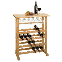 Winsome 24-Bottle Wine Rack with Glass Rack, Natural-With space for up to 24 bottles and stemware, this wine rack is ideal for use when entertaining.  Its polished design is attractive yet discreet.