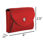 JAM Paper Leather Business Card Case, Round Flap, Red, 5 Pack (2233317457g)-Portfolio closure: Snap