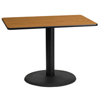 Flash Furniture 24'' x 42'' Rectangular Laminate Table Top, Natural with 24'' Round Table Height Base (XUNT2442TR24)-Hospitality Table
