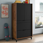 Sauder - 430053 Harvey Park Computer Cabinet - Grand Walnut-Grand Walnut, Engineered Wood