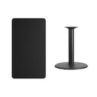 Flash Furniture 24'' x 42'' Rectangular Laminate Table Top, Black with 24'' Round Table-Height Base (XUBK2442TR24)-Black Laminate Top