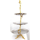 Elegance Gilt Leaf Hammered Stainless 3-Tier Tray-Type: Tiered Servers