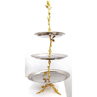 Elegance Gilt Leaf Hammered Stainless 3-Tier Tray-Type: Tiered Servers