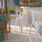 Flash Furniture 30" High Metal Indoor-Outdoor Barstool with Back - White-White Powder Coat Finish