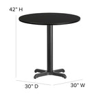 Flash Furniture 30" Round Black Laminate Table Set with X-Base & 4 Ladder Back Metal Barstools - Black Vinyl Seat-1.125" Thick Round Top