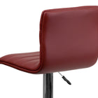 Flash Furniture Contemporary Vinyl Adjustable Height Barstool with Horizontal Stitch Back & Chrome Base - Burgundy - 2 Pack-Height Adjustable Seat with Gas Lift