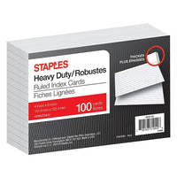 Staples Heavy Duty Ruled Index Cards - 4 x 6-White
