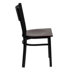 Flash Furniture HERCULES Series Black Grid Back Metal Restaurant Chair - Mahogany Wood Seat - 2 Pack-Mahogany Finished Wood Seat