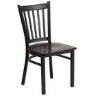 Flash Furniture – Chaise de restaurant en métal à traverses verticales, noir, siège en noyer, 2/bte (XUDG6Q2BVRTWALW)-Capacité de poids de 500 lb