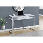 Monarch Specialties 7520 48" Computer Desk - Glossy White/Chrome Metal-Finished on all sides in glossy white and chrome-metal finishes