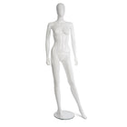 Can-Bramar PL Adult 2-in-1 Full Body & Headless Female Abstract Unbreakable Mannequin - 70"H - Glass Base -  Glossy White-2 in 1 full body and headless mannequin
