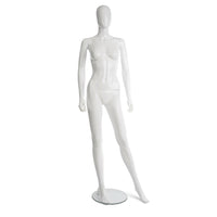 Can-Bramar PL Adult 2-in-1 Full Body & Headless Female Abstract Unbreakable Mannequin - 70"H - Glass Base -  Glossy White-2 in 1 full body and headless mannequin