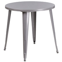 Flash Furniture 30" Round Silver Metal Indoor-Outdoor Table-Metal Cafe Table