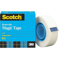Scotch Removable Tape, Boxed, 19 mm x 32.9 m-Removable tape can be repositioned yet holds securely