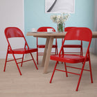 Flash Furniture HERCULES Series Double Braced Metal Folding Chair - Red-Non-Marring Glides