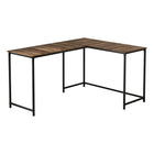 Monarch Specialties 7391 58" Computer Desk - Brown Reclaimed/ Black Metal Corner-L-shaped computer desk with a large desktop in a brown reclaimed wood-look finish
