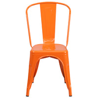 Flash Furniture Commercial Grade Orange Metal Indoor-Outdoor Stackable Chair-Set of 4 Stackable Bistro Style Chairs