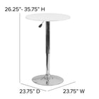 Flash Furniture 23.75" Round Adjustable Height White Wood Table-.75" Thick Top
