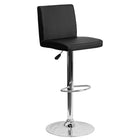 Flash Furniture – Tabouret de bar contemporain et ajustable en vinyle noir et à pied chromé (CH92066BK)-Dossier mi-hauteur