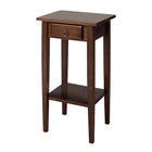 Winsome Regalia Accent Table With Drawer/Shelf, Antique Walnut-Featuring the elegant and stylish Regalia design, the table can be used to display a potted plant and/or store a telephone. It has a shelf perfect for stacking phone books, and a small Drawer to keep a notepad and pen conveniently tucked away.