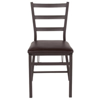 Flash Furniture HERCULES Brown Folding Ladder Back Metal Chair with Brown Vinyl Seat-Metal Dining Chair