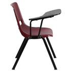 Flash Furniture Burgundy Ergonomic Shell Chair with Right Handed Flip-Up Tablet Arm-Some Assembly Required