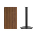 Flash Furniture 24'' x 42'' Rectangular Laminate Table Top, Walnut with 24'' Round Bar Height Table Base (XUWA2442TR24B)-Walnut Laminate Top