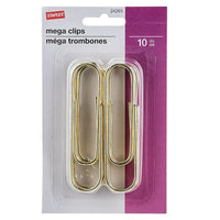 Staples Giant Paper Clips - Gold - 10 Pack-Make work stand out with these distinct gold-coloured paper clips