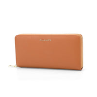 Champs RFID Zip-Around Wallet -  Tan-Faux leather, Tan