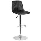 Flash Furniture Contemporary Black Vinyl Adjustable Height Barstool with Embellished Stitch Design & Chrome Base-Mid-Back Design