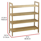 Oceanstar 4-Tier Bamboo Shoe Rack, Natural (4SR1668)-Dimensions: 31.35 x 27 x 10.7